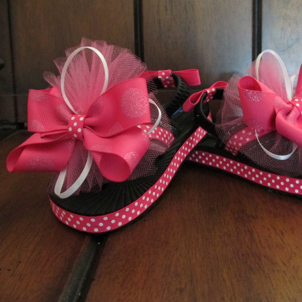 Girl Flip Flops - Ribbons & Tulle Size 6